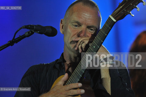 The English musician, singer-songwriter, activist, actor and philanthropist Sting (born Gordon Matthew Thomas Sumner on 2 October 1951), CBE, . Prior to starting his solo career, he was the principal songwriter, lead singer and bassist of the rock band The Police. musica pop rock cantante ©Graziano Arici/Rosebud2