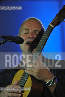 The English musician, singer-songwriter, activist, actor and philanthropist Sting (born Gordon Matthew Thomas Sumner on 2 October 1951), CBE, . Prior to starting his solo career, he was the principal songwriter, lead singer and bassist of the rock band The Police. musica pop rock cantante ©Graziano Arici/Rosebud2