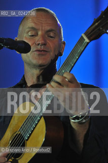 The English musician, singer-songwriter, activist, actor and philanthropist Sting (born Gordon Matthew Thomas Sumner on 2 October 1951), CBE, . Prior to starting his solo career, he was the principal songwriter, lead singer and bassist of the rock band The Police. musica pop rock cantante ©Graziano Arici/Rosebud2