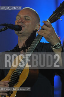 The English musician, singer-songwriter, activist, actor and philanthropist Sting (born Gordon Matthew Thomas Sumner on 2 October 1951), CBE, . Prior to starting his solo career, he was the principal songwriter, lead singer and bassist of the rock band The Police. musica pop rock cantante ©Graziano Arici/Rosebud2