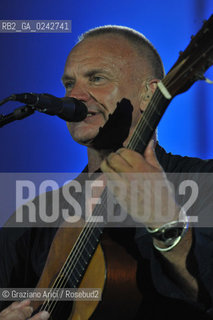 The English musician, singer-songwriter, activist, actor and philanthropist Sting (born Gordon Matthew Thomas Sumner on 2 October 1951), CBE, . Prior to starting his solo career, he was the principal songwriter, lead singer and bassist of the rock band The Police. musica pop rock cantante ©Graziano Arici/Rosebud2