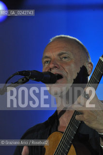 The English musician, singer-songwriter, activist, actor and philanthropist Sting (born Gordon Matthew Thomas Sumner on 2 October 1951), CBE, . Prior to starting his solo career, he was the principal songwriter, lead singer and bassist of the rock band The Police. musica pop rock cantante ©Graziano Arici/Rosebud2