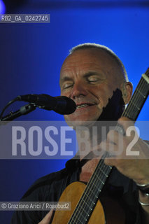 The English musician, singer-songwriter, activist, actor and philanthropist Sting (born Gordon Matthew Thomas Sumner on 2 October 1951), CBE, . Prior to starting his solo career, he was the principal songwriter, lead singer and bassist of the rock band The Police. musica pop rock cantante ©Graziano Arici/Rosebud2