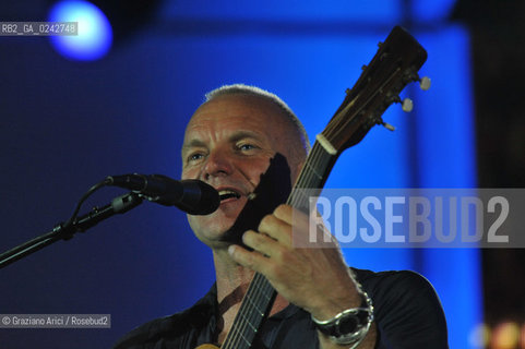 The English musician, singer-songwriter, activist, actor and philanthropist Sting (born Gordon Matthew Thomas Sumner on 2 October 1951), CBE, . Prior to starting his solo career, he was the principal songwriter, lead singer and bassist of the rock band The Police. musica pop rock cantante ©Graziano Arici/Rosebud2