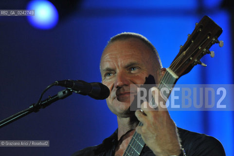 The English musician, singer-songwriter, activist, actor and philanthropist Sting (born Gordon Matthew Thomas Sumner on 2 October 1951), CBE, . Prior to starting his solo career, he was the principal songwriter, lead singer and bassist of the rock band The Police. musica pop rock cantante ©Graziano Arici/Rosebud2