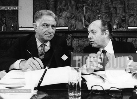 Venezia, 1979.Isola di San Giorgio. Convegno nazionale sulla sicurezza nucleare:Carlo Salvetti e Luigi Noè Politica convegno nazionale sicurezza nucleare.Venice, 1979.San Giorgio island. The national convention on nuclear safety: Carlo Salvetti and Luigi Noè  ©Graziano Arici/Rosebud2  astga ©Graziano Arici/Rosebud2