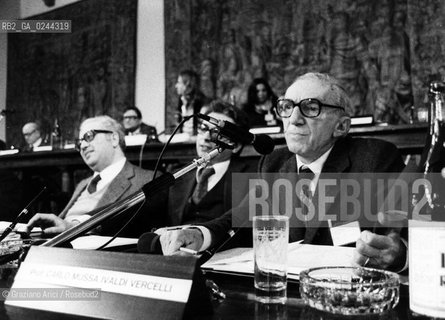 Venezia, 1979.Isola di San Giorgio. Convegno nazionale sulla sicurezza nucleare:il professore Carlo Mussa Ivaldi Vercelli Politica convegno nazionale sicurezza nucleare.Venice, 1979.San Giorgio island. The national convention on nuclear safety:the professor Carlo Mussa Ivaldi Vercelli  ©Graziano Arici/Rosebud2  astga ©Graziano Arici/Rosebud2