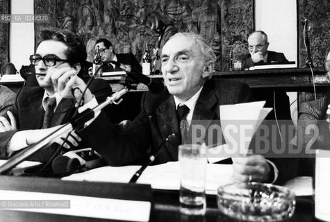 Venezia, 1979.Isola di San Giorgio. Convegno nazionale sulla sicurezza nucleare:il professore Carlo Mussa Ivaldi Vercelli Politica convegno nazionale sicurezza nucleare.Venice, 1979.San Giorgio island. The national convention on nuclear safety:the professor Carlo Mussa Ivaldi Vercelli  ©Graziano Arici/Rosebud2  astga ©Graziano Arici/Rosebud2