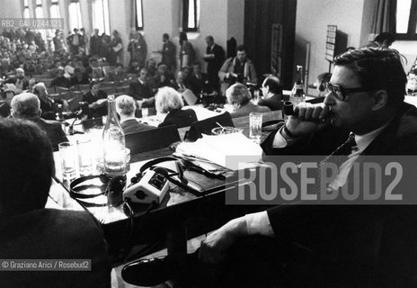 Venezia, 1979.Isola di San Giorgio. Convegno nazionale sulla sicurezza nucleare: il ministro Beniamino Andreatta Politica convegno nazionale sicurezza nucleare.Venice, 1979.San Giorgio island. The national convention on nuclear safety:the minister Beniamino Andreatta ©Graziano Arici/Rosebud2  astga ©Graziano Arici/Rosebud2