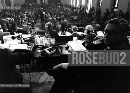 Venezia, 1979.Isola di San Giorgio. Convegno nazionale sulla sicurezza nucleare: il ministro Beniamino Andreatta Politica convegno nazionale sicurezza nucleare.Venice, 1979.San Giorgio island. The national convention on nuclear safety:the minister Beniamino Andreatta ©Graziano Arici/Rosebud2  astga ©Graziano Arici/Rosebud2