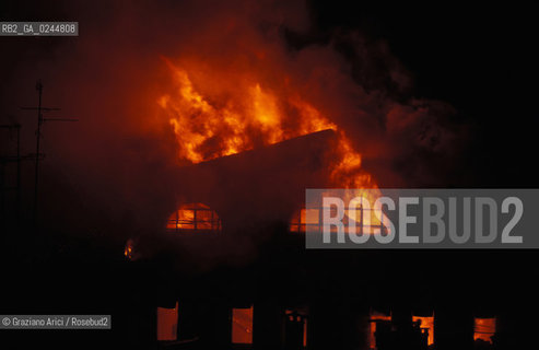 Venezia,29.01.1996.Incendio notturno al Gran Teatro La Fenice.teatro fuoco incendio fiamme distruzione bruciare -Venice, 29.01.1996.Destructive fire at the Gran teatro La Fenice. burn fire blaze ©Graziano Arici/Rosebud2