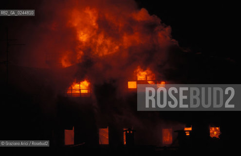 Venezia,29.01.1996.Incendio notturno al Gran Teatro La Fenice.teatro fuoco incendio fiamme distruzione bruciare -Venice, 29.01.1996.Destructive fire at the Gran teatro La Fenice. burn fire blaze ©Graziano Arici/Rosebud2