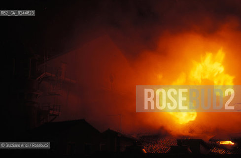 Venezia,29.01.1996.Incendio notturno al Gran Teatro La Fenice.teatro fuoco incendio fiamme distruzione bruciare -Venice, 29.01.1996.Destructive fire at the Gran teatro La Fenice. burn fire blaze ©Graziano Arici/Rosebud2