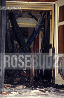 Venezia,febbraio 1996.Interni del Gran Teatro La Fenice dopo il devastante incendio del 29.01.1996:lentrata. teatro interno fuoco incendio fiamme distruzione bruciare -Venice, february 1996.Interior of the Gran teatro La Fenice after the fire of 29.01.1996:the entry. burn fire blaze theatre interior ©Graziano Arici/Rosebud2