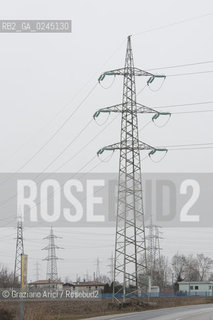 Venezia1/2/12 - Ponteggi e tralicci elettrici dellENEL a Scorzè Terna ©Graziano Arici/Rosebud2