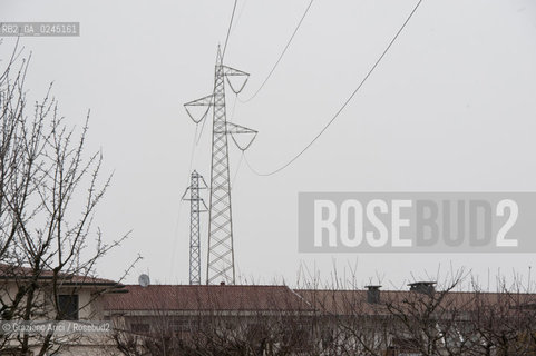 Venezia1/2/12 - Ponteggi e tralicci elettrici dellENEL a Scorzè Terna ©Graziano Arici/Rosebud2