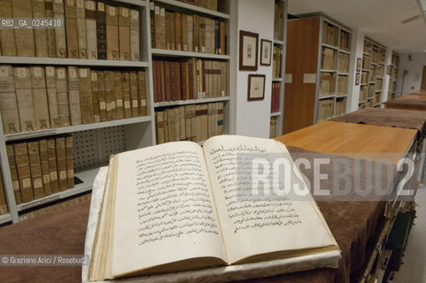 Venice 4/03/12 - S.Francesco della Vigna Monastery Library: The first handprint Koran by the venitian publisher Paganino and Alessandro Paganini (1537/1538) biblioteca convento stampa corano  ©Graziano Arici/Rosebud2