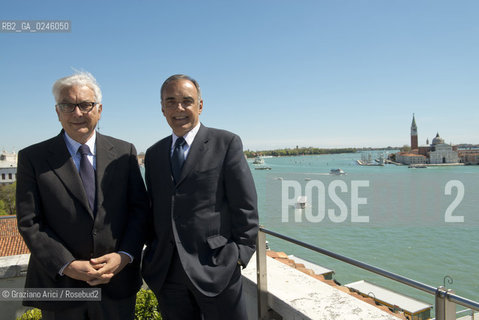 Venice 17/04/2012 - The Venice Biennale President Paolo Baratta with the Venice Film Festival Alberto Barbera Biennale mostra del cinema ©Graziano Arici/Rosebud2