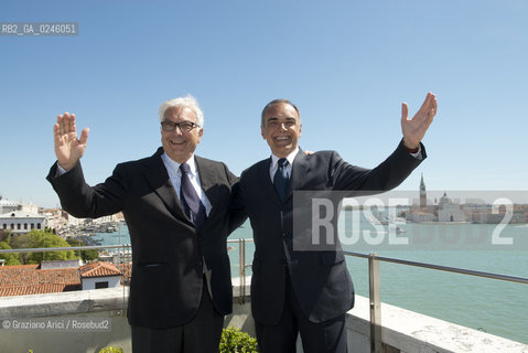 Venice 17/04/2012 - The Venice Biennale President Paolo Baratta with the Venice Film Festival Alberto Barbera Biennale mostra del cinema ©Graziano Arici/Rosebud2