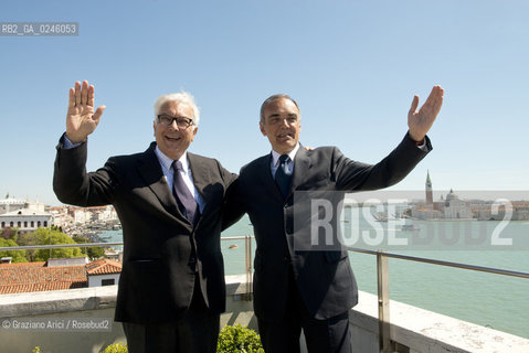 Venice 17/04/2012 - The Venice Biennale President Paolo Baratta with the Venice Film Festival Alberto Barbera Biennale mostra del cinema ©Graziano Arici/Rosebud2