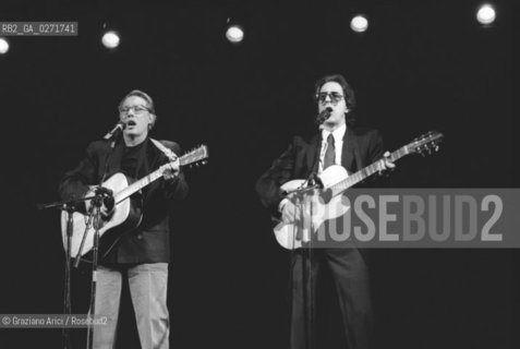 VENEZIA 1990 COMICI ENZO IANNACCI GIORGIO GABER  © GRAZIANO ARICI PROFESSIONE COMICO TEATRO LA PERLA LIDO  astga ©Graziano Arici/Rosebud2