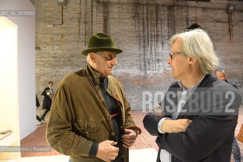 Venice 28 may 2013 - Il Palazzo Enciclopedico 55th Exhibition  Arsenale Italian Pavillon Gianfranco Barucchello with Vittorio Sgarbi work - artist arte ©Graziano Arici/Rosebud2