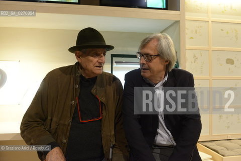 Venice 28 may 2013 - Il Palazzo Enciclopedico 55th Exhibition  Arsenale Italian Pavillon Gianfranco Barucchello with Vittorio Sgarbi work - artist arte ©Graziano Arici/Rosebud2