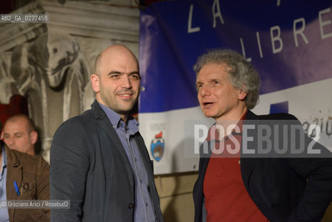 Venice 4 june 2013 writer and journalist Roberto Saviano and Gianfranco Bettin in Venice letteratura giornalista ©Graziano Arici/Rosebud2