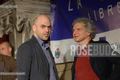 Venice 4 june 2013 writer and journalist Roberto Saviano and Gianfranco Bettin in Venice letteratura giornalista ©Graziano Arici/Rosebud2