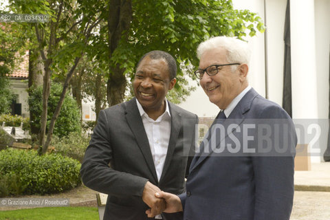 56th International Art Exibition  : the Biennale Director Paolo Baratta with the Director of the Art Exibition Okwui Enwezor  arte artista ©Graziano Arici/Rosebud2