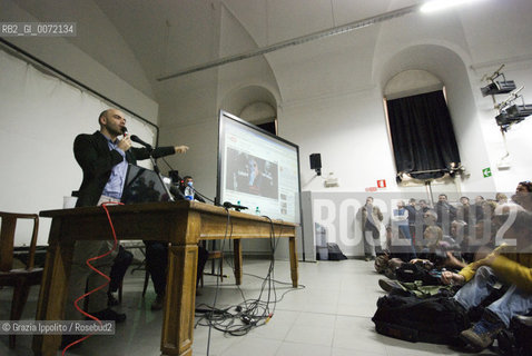 Milan, Italy December the 10th, 2009. The Italian writer Roberto Saviano receives the Honorem Laurea at the Brera Academy. ©Grazia Ippolito/Rosebud2