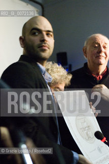 Milan, Italy December the 10th, 2009. The Italian writer Roberto Saviano receives the Honorem Laurea at the Brera Academy. ©Grazia Ippolito/Rosebud2