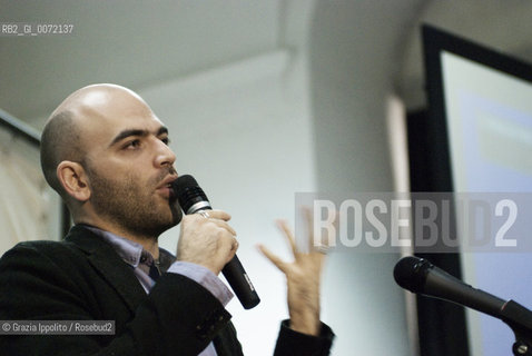 Milan, Italy December the 10th, 2009. The Italian writer Roberto Saviano receives the Honorem Laurea at the Brera Academy. ©Grazia Ippolito/Rosebud2