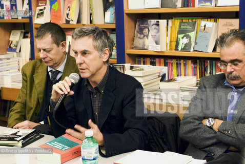 Journalist Gianni Barbacetto introducing  Paolo Cucchiarellis book Il segreto di Piazza Fontana with Guido Salvini, judge, in Milan  Grazia Ippolito / Blackarchives ©Grazia Ippolito/Rosebud2