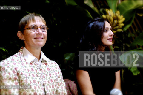 Italian writer Susanna Tamaro, with italian actress Ambra Angiolini at Tamaros book presentation in Milan ©Grazia Ippolito/Rosebud2