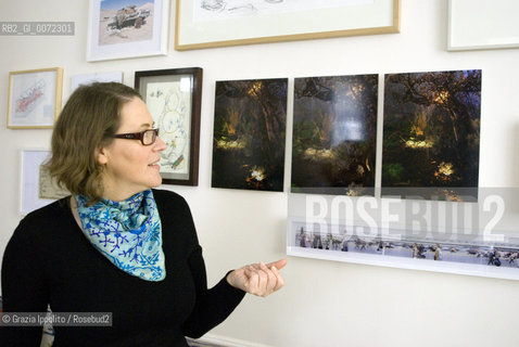 painter Gabriela Albergaria, near three of her photographs in her house in Baixa,Lisbon,Portugal ©Grazia Ippolito/Rosebud2