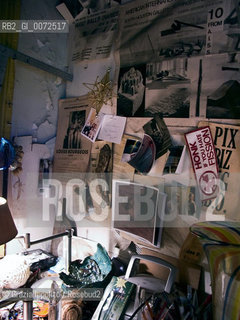 The living room of artist american french born Louise Bourgeois, wall with drawings, ©Grazia Ippolito/Rosebud2