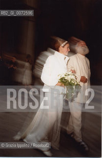 Writer Tiziano Terzani with daughter Saskia, entering in S.Carlos church in Florence ©Grazia Ippolito/Rosebud2