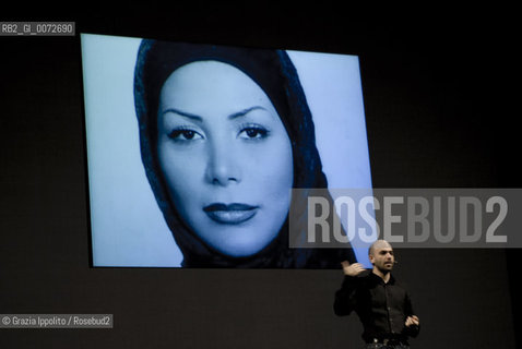 Writer Roberto Saviano is speaking about the two iranian girls killed in Teheran in 2009, at Teatro Grassi in Milan during La bellezza e linferno ©Grazia Ippolito/Rosebud2