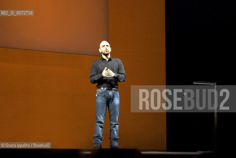 Roberto saviano, italian writer of Gomorrah, during the theater show La bellezza e linferno at Teatro Grassi in Milan,directed by Serena Sinigaglia ©Grazia Ippolito/Rosebud2