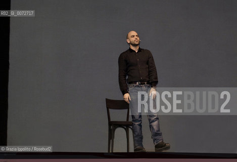 Roberto saviano, italian writer of Gomorrah, during the theater show La bellezza e linferno at Teatro Grassi in Milan,directed by Serena Sinigaglia ©Grazia Ippolito/Rosebud2