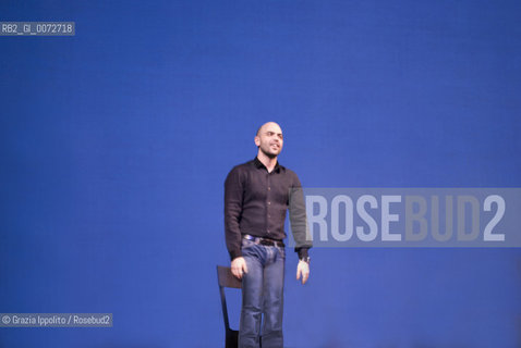 Roberto saviano, italian writer of Gomorrah, during the theater show La bellezza e linferno at Teatro Grassi in Milan,directed by Serena Sinigaglia ©Grazia Ippolito/Rosebud2