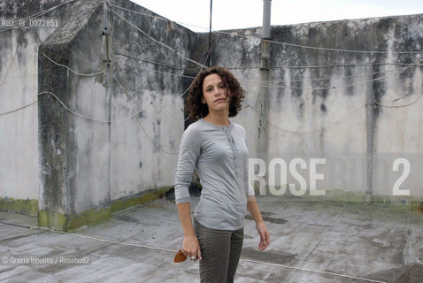 Italian writer Valeria Parrela on the terrace of her house in Naples ©Grazia Ippolito/Rosebud2