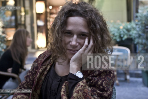 Italian novelist Valeria Parrella, director of Teatro Mercadante of Naples, in piazza Bellini, Naples. ©Grazia Ippolito/Rosebud2