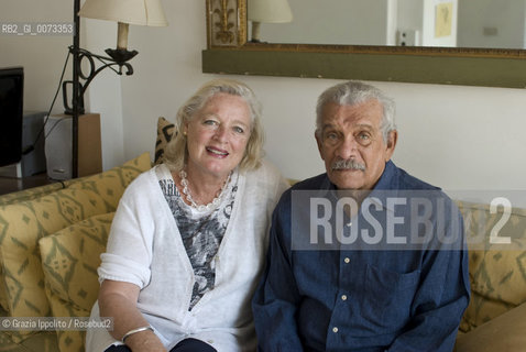 Caribbean poet and painter Derek Walcott, awarded in 1992 of the Nobel Prize in Literature, pictured in Villa Aurelia-American Academy in Rome with his wife Sigrid Nama. ©Grazia Ippolito/Rosebud2