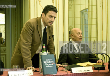 Pietrangelo Buttafuoco, novelist, journalist editor in chief at Panorama, at the presentation of the book Una storia di destrapublished by Longanesi, at Circolo della Stampa in Milan ©Grazia Ippolito/Rosebud2