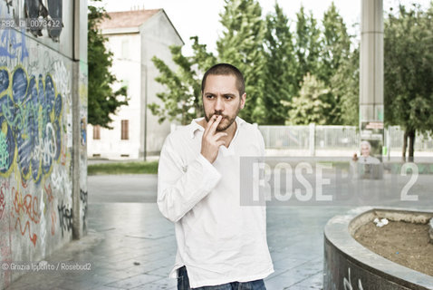 Italian novelist Vins Gallico, born in Reggio Calabria, bookseller and translater from french and german, author of Portami rispetto published by Rizzoli, poses in Milan ©Grazia Ippolito/Rosebud2