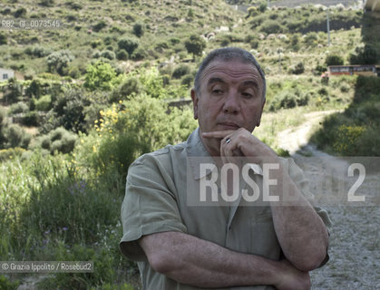 Antonio Presti, sicilian mecenate, founder of Fiumara dArte, at Castel di Tusa, Cefalù, Sicily, heres near Pietro Consagras work ©Grazia Ippolito/Rosebud2
