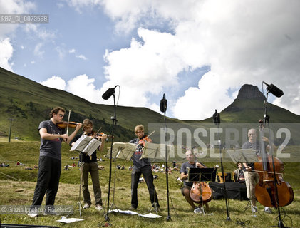 Berliner Philharmoniker Soloistes at Suoni delle Dolomiti in Trentino Alto Adige, during an open air concert at Altopiano del Ciampac, over Alba di Canazei. ©Grazia Ippolito/Rosebud2