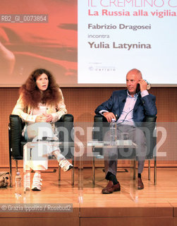 Yulia Latynina, russian journalist and writer at Sala Buzzati at Corriere della Sera during a meeting with Fabrizio Dragosei, she published with Marco Tropea Il richiamo dellonore ©Grazia Ippolito/Rosebud2